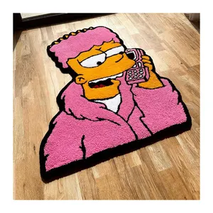 Custom Size Simpsons Shaped Anime Design Handmade Tufted Acryl Rugs and Carpet for Holiday Decorations