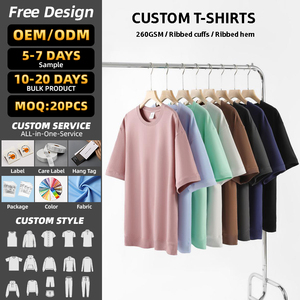 T-shirt unisexe ample en coton 100% de haute qualité, 260 grammes, avec ourlet côtelé, impression de logo personnalisée, col rond, respirant, pour homme - Product Image 2