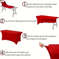 Housse de table rectangulaire extensible en polyester et élasthanne avec logo personnalisé, pour tables de 4/6/8 pieds, vente en gros