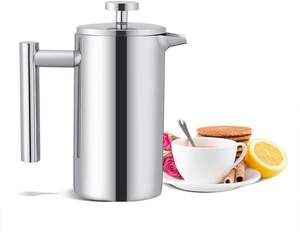 Cafetière à piston en acier inoxydable, 1000 ml/34 oz, avec couche intérieure en acier inoxydable, couche sous vide et couche extérieure en acier inoxydable, vente en gros - Product Image 5