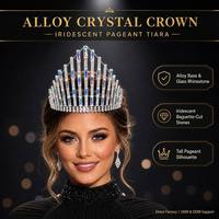 Couronne de cristal AB Aurora Amber avec pierres rectangulaires taillées en escalon, design colonne, pour mariée, Quinceañera, concours de beauté, fête, cadeau pour reine de beauté