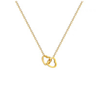 Collier pendentif en acier inoxydable plaqué or double cœur pour les soirées romantiques et les anniversaires