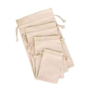 <b>Ivory</b> Color Cotton Canvas Cosmetic Pouch With Drawstring 100% Cotton <b>Bag</b> Screen Printing Gift Packaging for Tarot Cards - Product Image 3