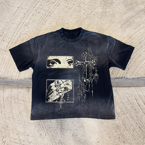 T-shirts Streetwear Personnalisés avec Logo Imprimé, Coupe Boxy Oversize en Coton Lourd 100%, Impression DTG, T-shirts <span class=keywords><strong>Manga</strong></span> à Effet Délavé Acide - Product Image 1