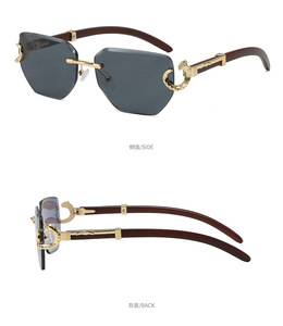 Lunettes de soleil de mode en gros, lunettes de soleil <span class=keywords><strong>fantaisie</strong></span> de créateur, sans monture, en métal, vision nocturne, verres taillés en diamant, UV400, pour unisexe, femmes et hommes - Product Image 2