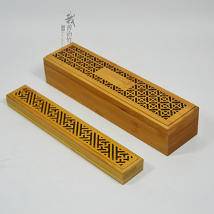 Bamboo Box Rectangle Handmade Double Layer Pull Out Incense Holder Gift Craft Packaging - Product Image 2