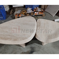 Table basse beige en marbre Mobilier de salon Plateau en marbre Table basse en travertin Banc Fabriqué à la main en travertin Table basse