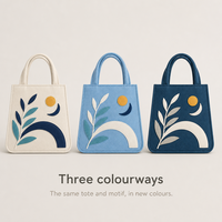 Sac fourre-tout en feutre avec appliques soleil, lune et feuille, réutilisable, pour mariage, baby shower, anniversaire, emballage cadeau