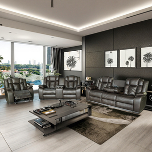 Conjunto de Sillones Reclinables Eléctricos de Cuero Premium <span class=keywords><strong>Frank</strong></span> Exclusive con Carga Inalámbrica para una Sala de Estar Elegante - Product Image 1