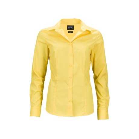 Ladies' Long-Sleeved Business Shirt Classic Striped Design Embroidered Logo Durable Blended Silk Fabric Loose Fit-XL Available
