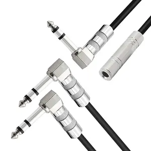 Xput Right Angle 6.35MM 1/4 Inch TRS Connector Male To Female Balanced Instrument Guitar Stereo Audio Aux Jack Extension Cable
