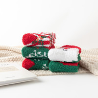 Chaussettes douillettes en polaire corail, chaussettes de Noël, sapin de Noël, Père Noël, femme, automne et hiver, épaisses et chaudes