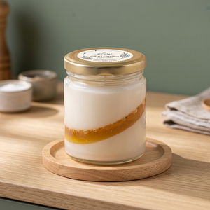 Golden Whirl Golden Whirl Votive Candle <b>Jar</b> With Lid Round <b>Glass</b> Candle Holder Heat Resistant Home <b>Decoration</b> - Product Image 1