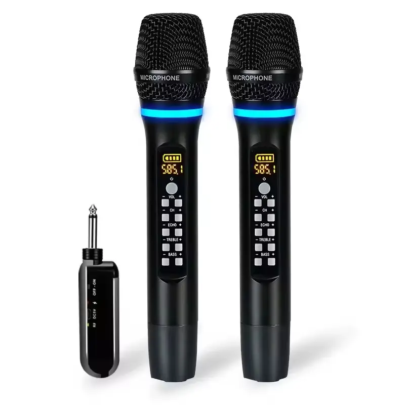D513 Cordless Recharging Studio Mikrofon UHF Wireless Microphone Karaoke ECHO Microfone Sem Fio Portable Wireless Microphone