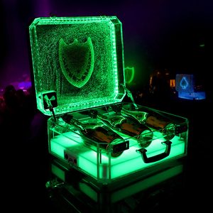 OEM Acrylic Trường hợp với sự kết hợp khóa Mang trường hợp với ánh sáng LED hiển thị trường hợp 3 chai rượu vang có thể sạc lại hộp - Product Image 5