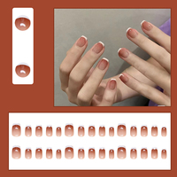 Faux ongles carrés français blancs et roses de haute qualité en gros, étiquette privée personnalisée, ongles pressés moyens, ongles artificiels
