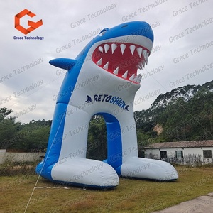 Arco Gonfiabile Personalizzato a Forma di Squalo, Impermeabile e Resistente, Tunnel d'Ingresso Gonfiabile a Forma di Delfino, Decorazione Blu per Acquario - Product Image 3