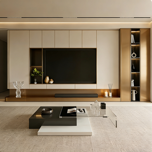 Mobile TV BALOM su Misura, Elegante e Moderno in Legno con Ripiani Regolabili, Unità da Parete di Alta Gamma per Soggiorno, Supporto TV di Lusso - Product Image 4