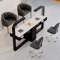 Ensemble table et chaise de manucure multifonctionnel, hauteur réglable, avec rangement, simple ou double siège, style luxe léger, blanc crème