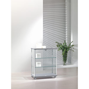 Vitrine Moderne en Verre avec Cadre en Aluminium 75x39x95 Cm Gris Clair Porte Verrouillable Étagères Réglables - Product Image 1