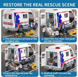 Ensemble de jouets de simulation de camion <span class=keywords><strong>ambulance</strong></span> électrique pour enfants, à propulsion inertielle, avec lumières et sons, pour jeu de rôle de médecin amusant - Product Image 4