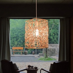 Japanese <b>Style</b> Rattan Chandelier Square Three <b>Headed</b> LED Pendant Light For Restaurant Guesthouse Commercial Use - Product Image 2