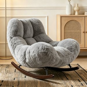 <span class=keywords><strong>Fauteuil</strong></span> <span class=keywords><strong>à</strong></span> <span class=keywords><strong>bascule</strong></span> mobile de style nordique crème pour la maison, léger, pour adulte, idéal pour balcon et salon - Product Image 2