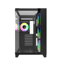 Desain baru Casing komputer Gaming 3 sisi panel kaca Tempered Casing PC modis kipas RGB Led Casing Cpu ATX Casing kabinet Pc