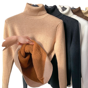 <span class=keywords><strong>Maglia</strong></span> a <span class=keywords><strong>Maglia</strong></span> da <span class=keywords><strong>Donna</strong></span> Casual a Collo Alto, Maglione Spesso a Maniche Lunghe Autunno Inverno Tinta Unita Slim in Pile Pullover per la Primavera - Product Image 1