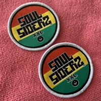 Patch tissé pour tente à coin rond à bordure surmontée, badge de vêtement en textile lavable en matériau épais pour vêtements