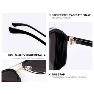 サングラス2025メンズパンクスタイルブラックメタルシェードスクエア航空OEM UV400カスタムロゴ男性女性用サングラス - Product Image 3