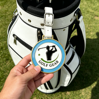 Étiquette de sac de golf en alliage de zinc de haute qualité, personnalisable avec logo métallique, durable, pour bagages de voyage, accessoire de golf en gros