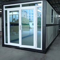 Structure en acier, maison préfabriquée moderne et écologique, conteneur pliable avec porte double vitrage, application pour bâtiment de bureaux