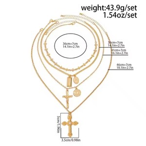 Hip Hop <span class=keywords><strong>Vintage</strong></span> Punk Style 4 pièces/ensemble jésus croix pendentif collier longue chaîne Street Wear objets décoratifs pour femmes hommes mode - Product Image 6