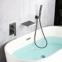 Robinet de douche et baignoire encastré en cuivre à poignée unique, avec cartouche céramique, jet pluie, mural, pré-encastré, eau chaude et froide