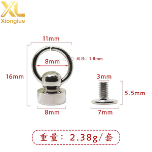 Remache de metal de latón macizo de 8 mm, remache Chicago, remache con anillo en O y tornillo para bolsos, cuero y prendas de vestir - Product Image 1