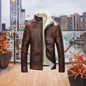 Chaqueta Safari de Hombre de Color Sólido con Cremallera, Cuero Impermeable, Talla Grande para Primavera/Otoño/Invierno, Ropa Casual - Product Image 3