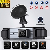 Caméra embarquée 4 canaux 4 objectifs 360° °   Caméra embarquée pour voiture avec écran IPS de 3 pouces, 1080p, 4 objectifs, 360 degrés, 4 canaux, économique
