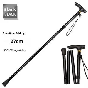 高齢者向け 特殊設計 モダンな調節可能な折りたたみ式杖 ゴム製 アウトドア ハイキング トレッキング 伸縮式 衝撃吸収 ポータブル アルミ製 - Product Image 2