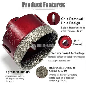 Ensemble de 11 forets diamantés brasés sous vide, localisateur de trous pour carrelage + adaptateur hexagonal + forets à noyau pour perçage à sec avec boîte en aluminium - Product Image 4