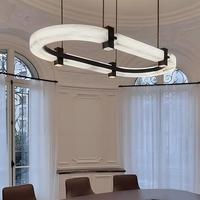 Lustre LED en albâtre de style moderne minimaliste espagnol, décoration de luxe pour la maison, villa, restaurant, cuisine, lampe suspendue en marbre