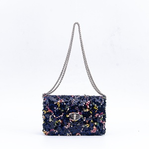 <strong>Sparkling</strong> Multicolor Sequin Shoulder <strong>Bag</strong> - Deep Blue Party Purse with Metal Lock Clasp &amp; Chain Strap, Glamorous Evening Clutch - Product Image 1
