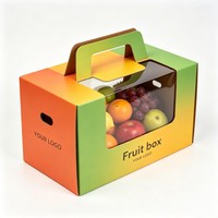 Boîte à fruits pliable biodégradable, boîte d'emballage pour raisins en carton ondulé biodégradable, boîtes d'emballage pour fruits frais avec fenêtre transparente