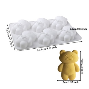 Moldes de Silicona de Grado Alimenticio con Forma de Oso Teddy Marrón de 6 Cavidades, Moldes Antiadherentes para Chocolate, Gomitas, Mousse y Resina - Product Image 4