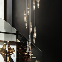 Lustres d'escalier Duplex Loft Lustre Pendentifs modernes Éclairage Long Lustre Escalier Luminaires suspendus Éclairage Lustre