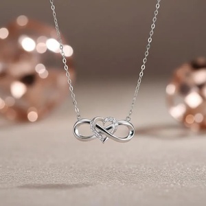 Collier en argent sterling 925 avec pendentif cœur infini délicat, amour éternel entrelacé, cadeau romantique pour elle - Product Image 3