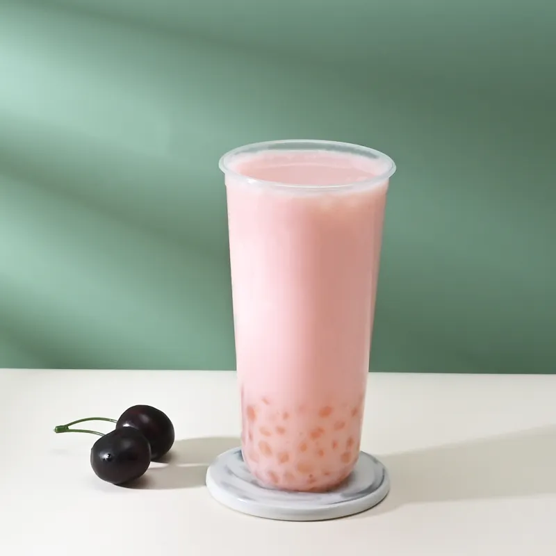 Tasse en plastique transparente épaissie jetable personnalisée 640ml tasse à thé à bulles paquet à emporter tasse à boisson smoothie en forme de U