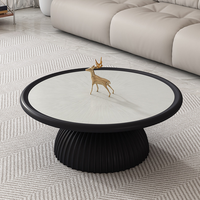 Ensemble de tables basses modernes en fibre de verre avec finition laquée haute brillance, tables basses gigognes rondes pour salon