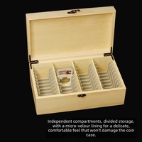 Boîte de rangement pour pièces de monnaie en bois massif avec 40 compartiments pour capsules de pièces, collection et présentation