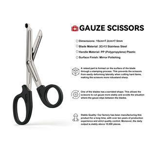 Juego de Tijeras <span class=keywords><strong>para</strong></span> Vendajes de Acero Inoxidable de Grado Industrial con Cuatro Orificios, Tijeras Médicas EMT con Borde Dentado y Afilado - Product Image 5